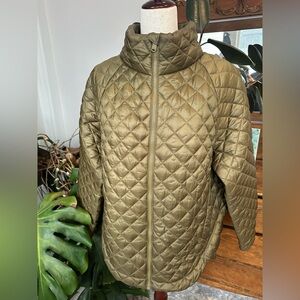 Athleta women’s olive green quilted full zip jacket size XL